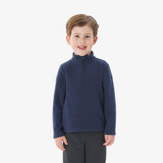 Kids’ warm hiking jacket MH100 Half Zip - 2-6 years - Navy Blue