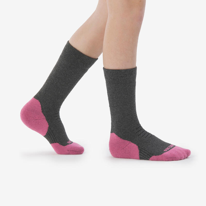 Çocuk Outdoor Uzun Termal Çorap - Pembe/Turuncu - 2 Çift - SH100 Mid