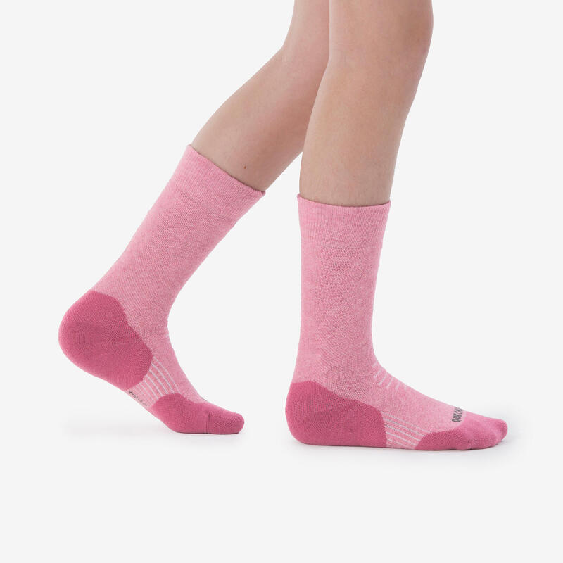 Çocuk Outdoor Uzun Termal Çorap - Pembe/Turuncu - 2 Çift - SH100 Mid