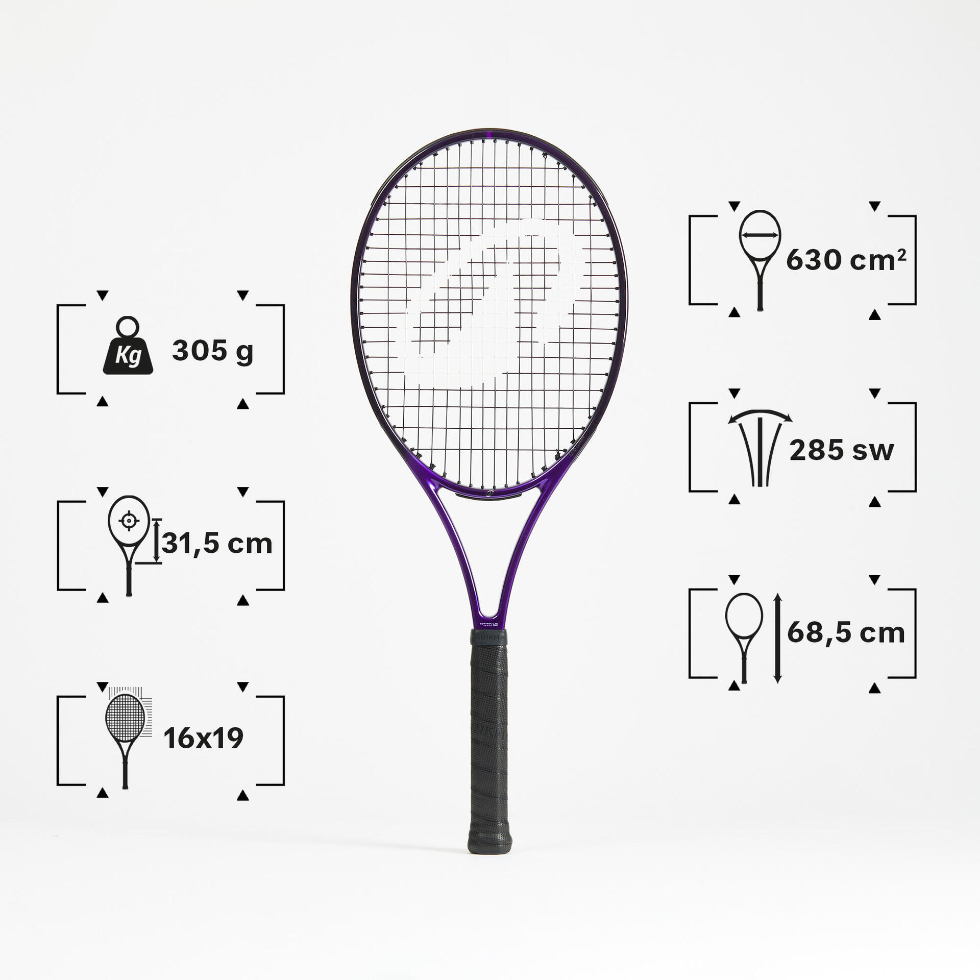 Adult Tennis Racket Control Pro 305 Gaël Montfils - Purple/Black