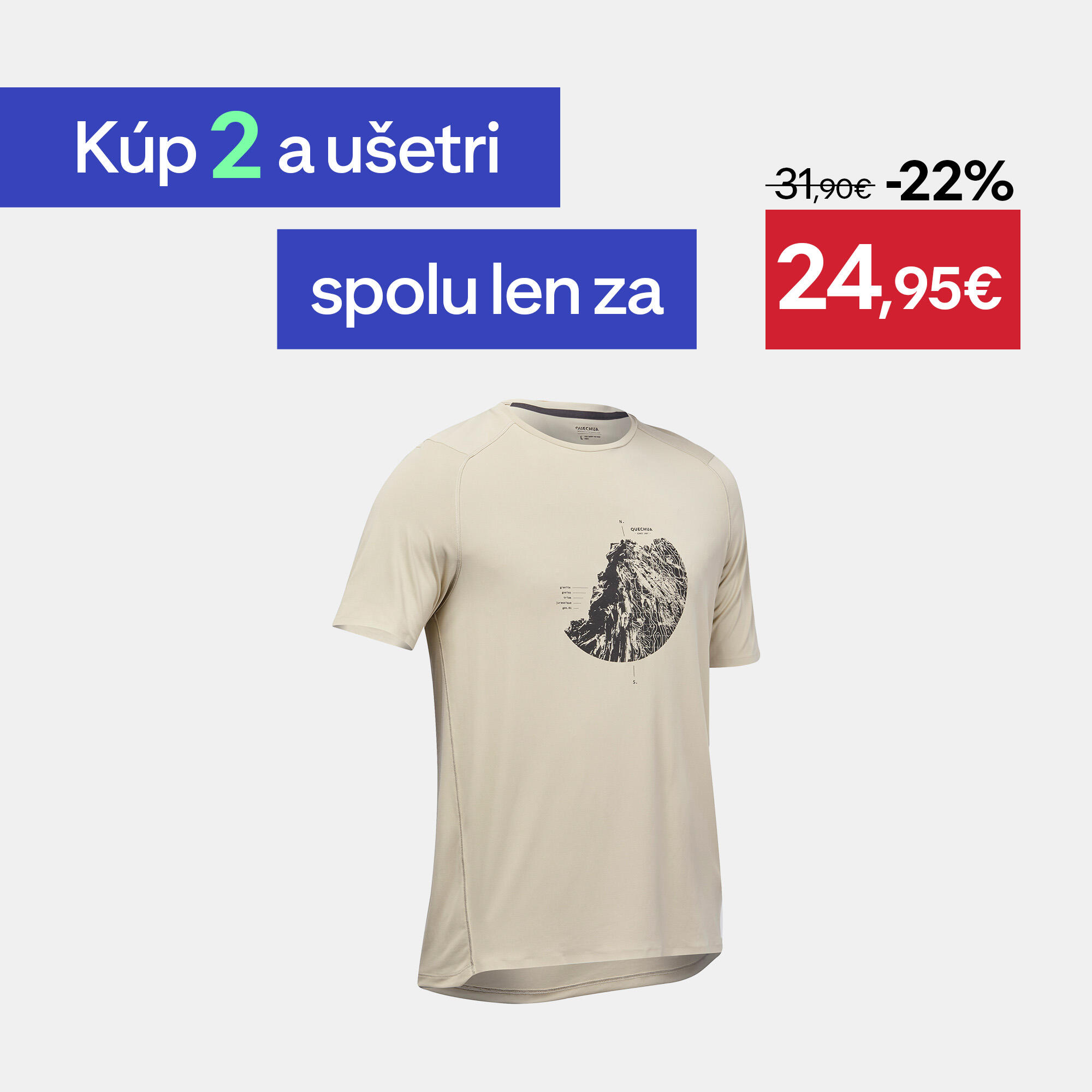 QUECHUA Pánske turistické tričko MH500 s krátkym rukávom 2XL