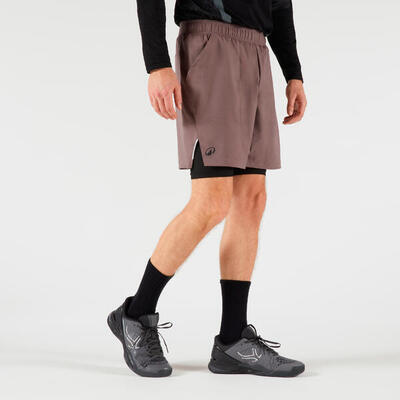 Herren Tennisshorts mit Radlerhose 2-in-1 - Thermic schwarz/schwarz
