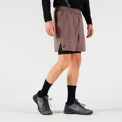 Short cuissard 2 en 1 de tennis homme - artengo thermic terracotta / noir