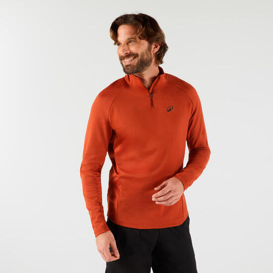 Sweat de tennis manches longues homme - thermic 1/2 zip terracotta