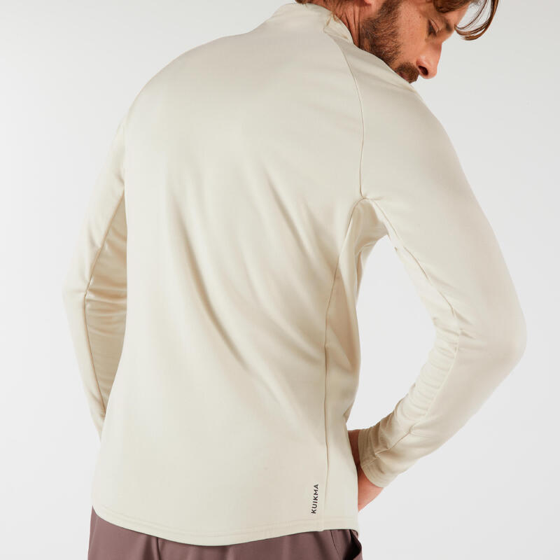Erkek Uzun Kollu Yarım Fermuarlı Tenis Sweatshirtü - Bej - Thermic
