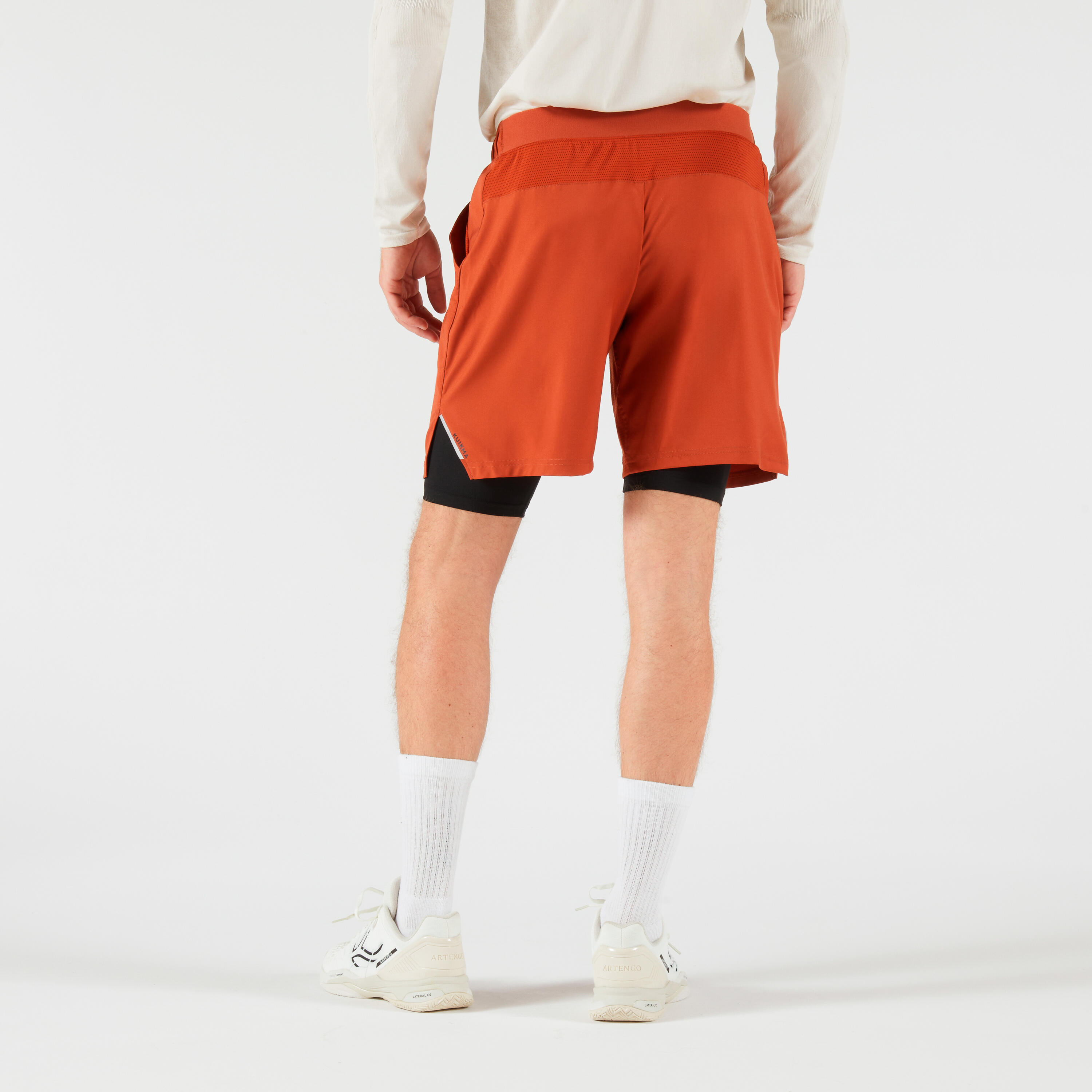 Pantaloncini 2 in 1 tennis uomo THERMIC rosso-nero 4/7