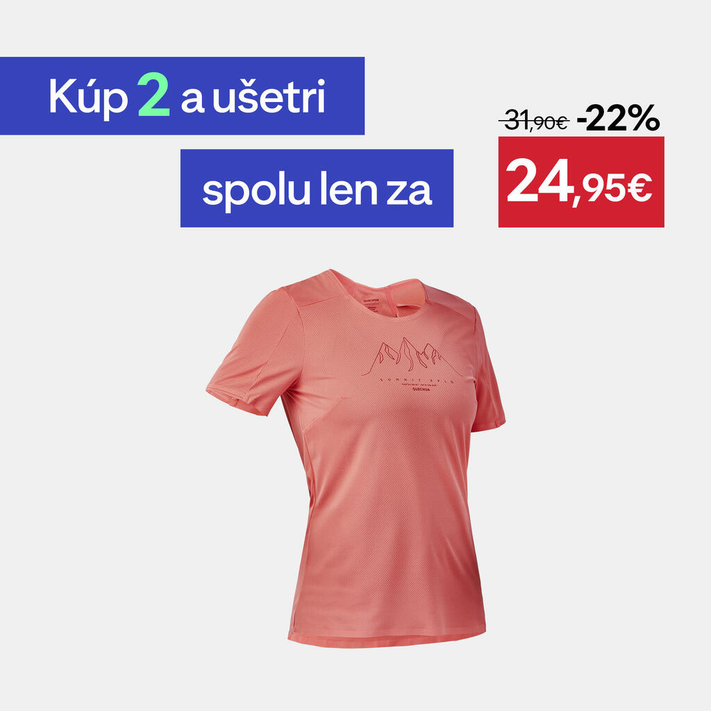 Dámske turistické tričko MH500 krátky rukáv červené