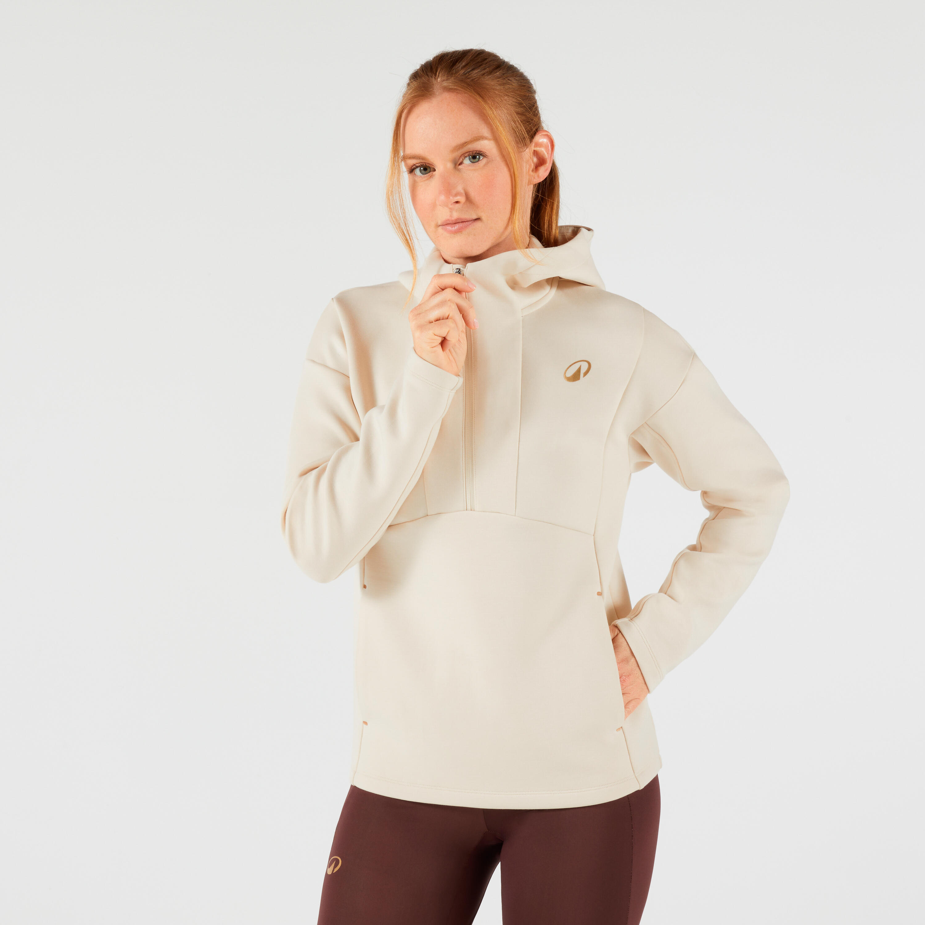 KUIKMA Women's Zip-Up Tennis Hoodie - Beige