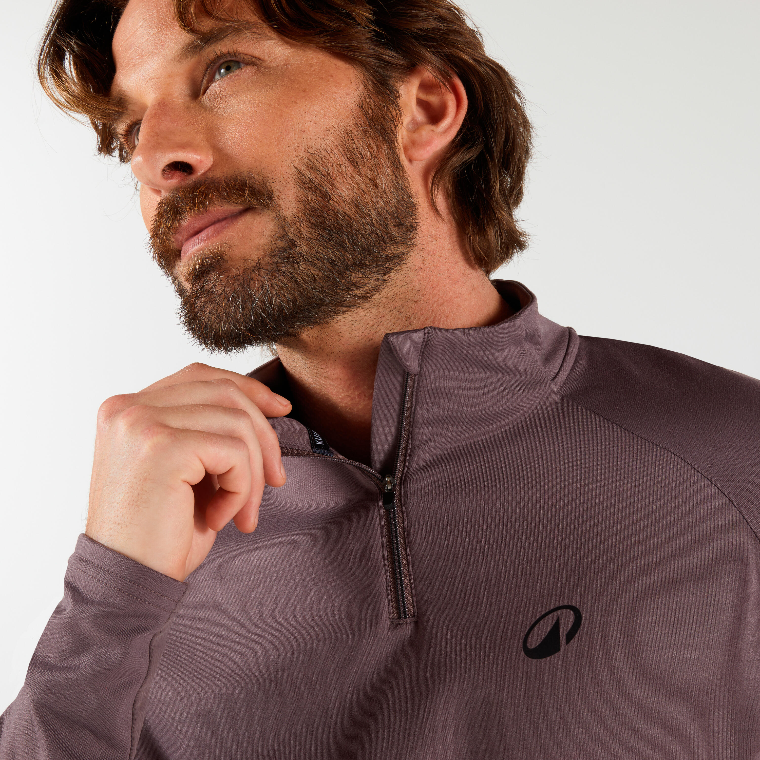 Sweat de tennis manches longues homme - thermic 1/2 zip marron 5/6