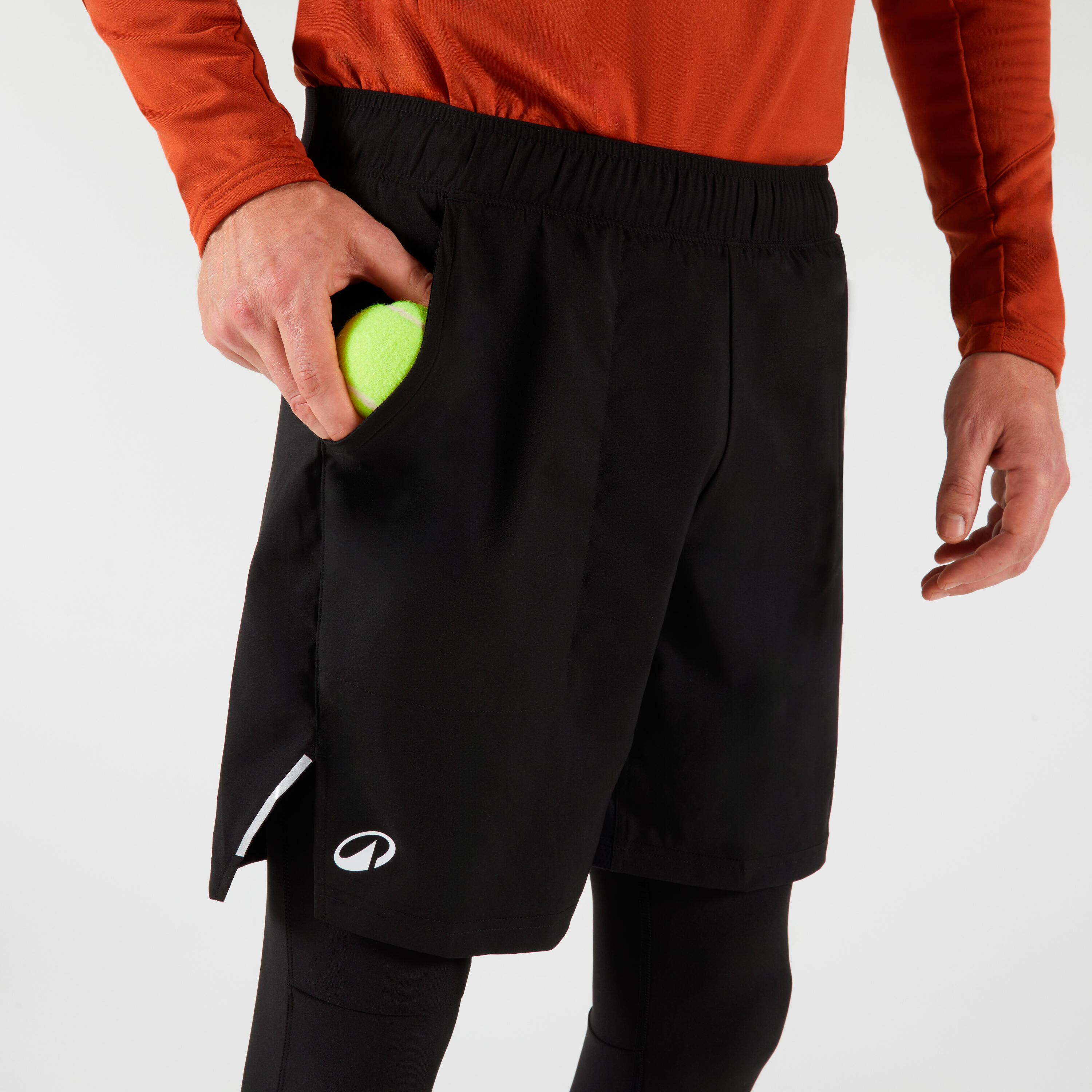 2-in-1 Legging Shorts Thermic - Black/Black - Decathlon