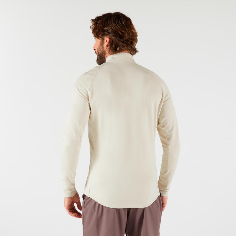Erkek Uzun Kollu Yarım Fermuarlı Tenis Sweatshirtü - Bej - Thermic