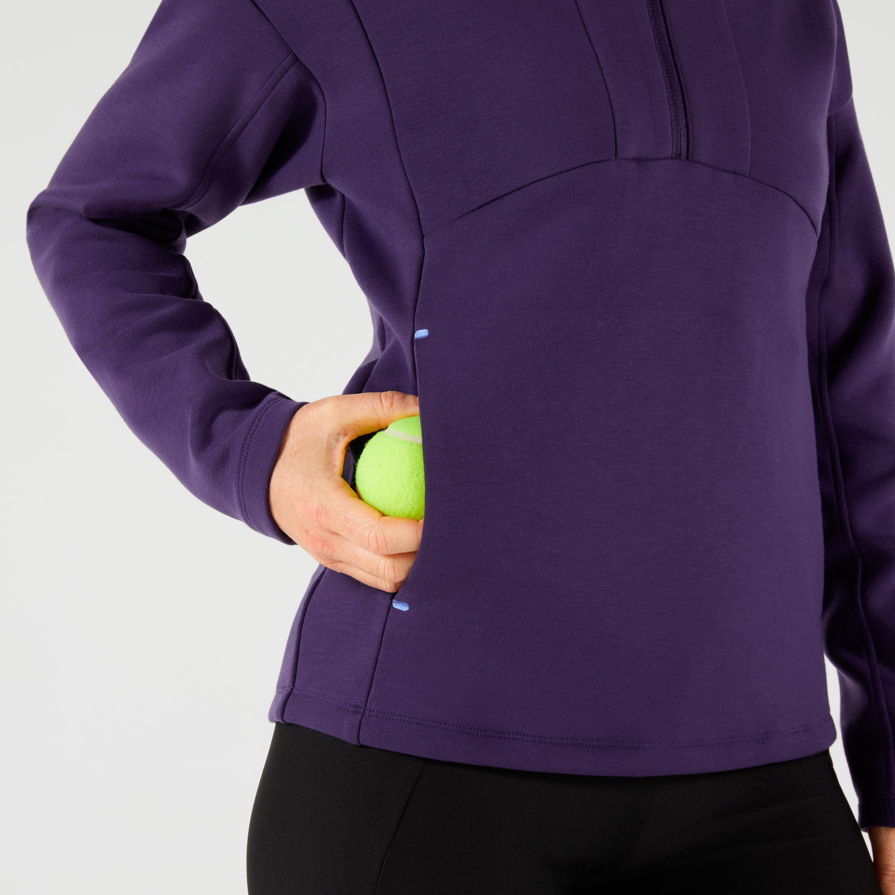 Tennis-Sweatshirt mit Reissverschluss und Kapuze, Damen, violett 6/7