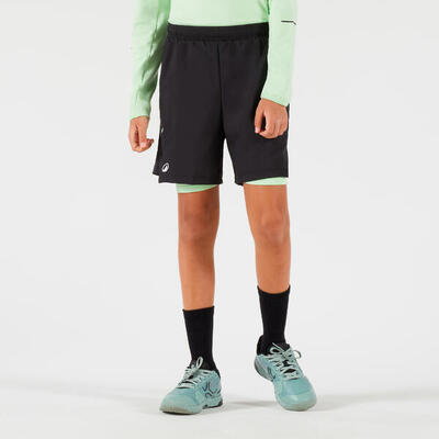 Thermoshort tennis kinderen zwart/groen