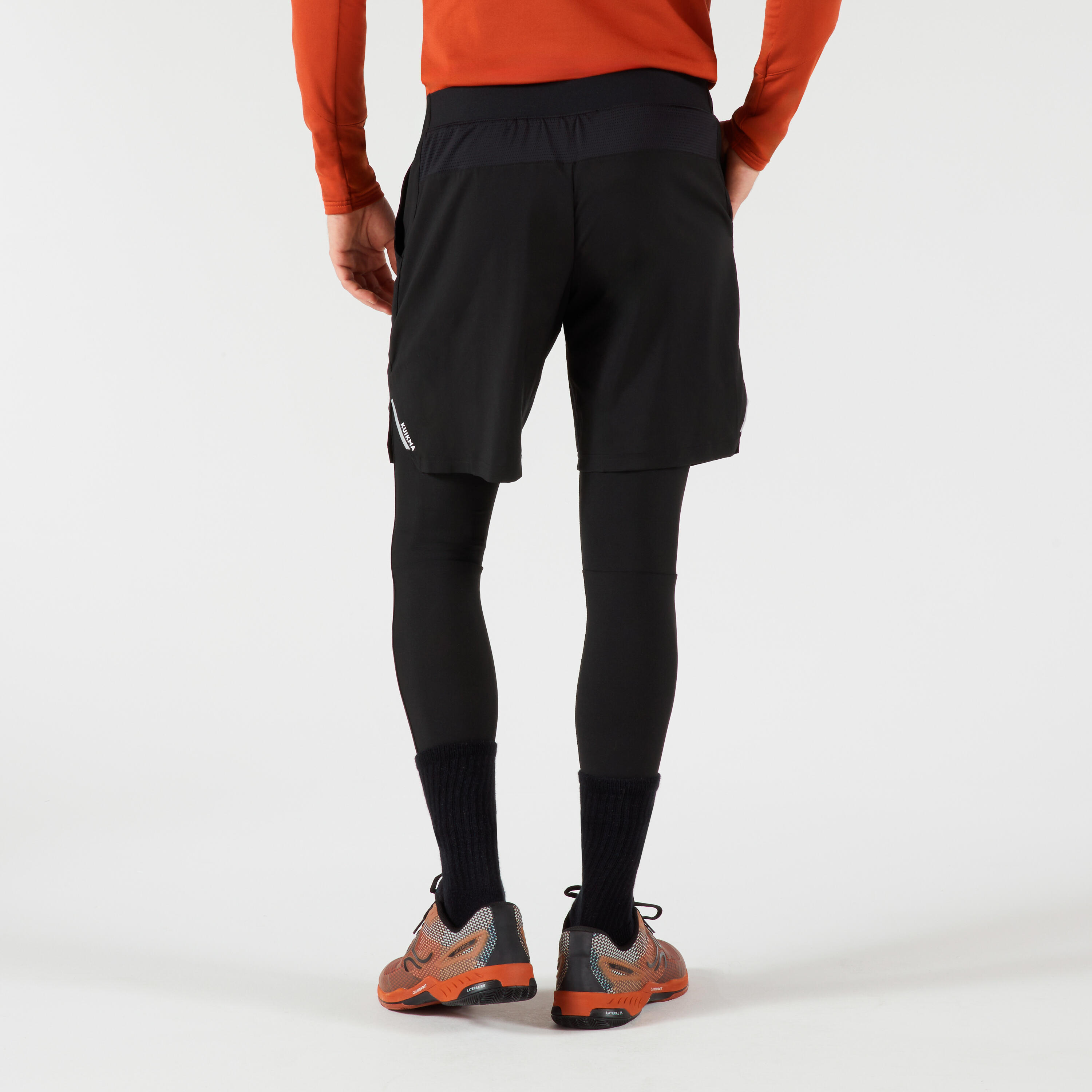 2-in-1 Legging Shorts Thermic - Black/Black - Decathlon