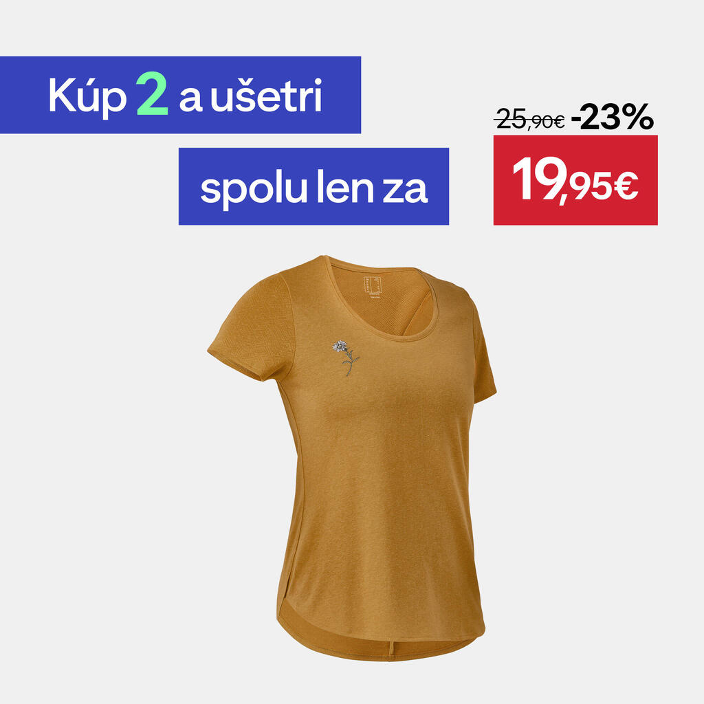 Dámske turistické tričko NH500 okrové