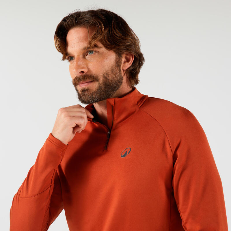 Erkek Uzun Kollu Yarım Fermuarlı Tenis Sweatshirtü - Kiremit Rengi - Thermic