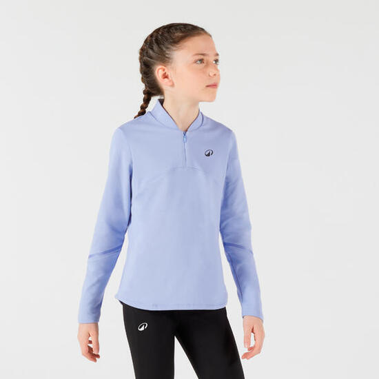 T-shirt de tennis Thermic manches longues 1/2 zip fille - violet