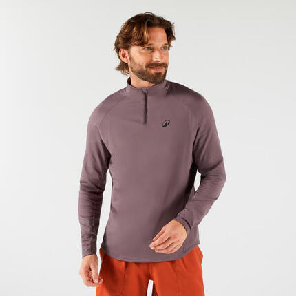 Sweat de tennis manches longues homme - thermic 1/2 zip terracotta
