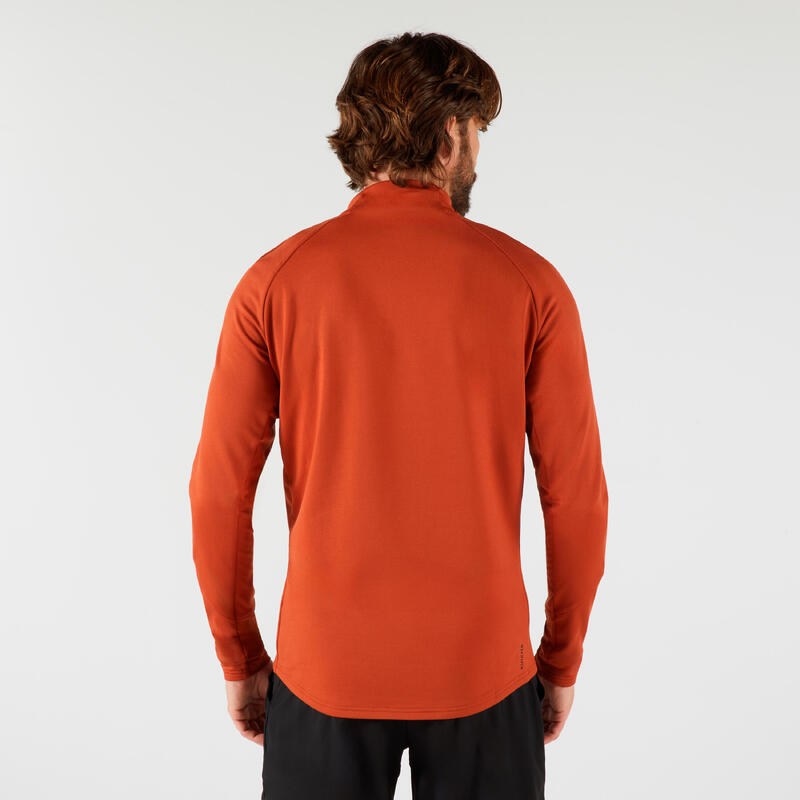 Erkek Uzun Kollu Yarım Fermuarlı Tenis Sweatshirtü - Kiremit Rengi - Thermic