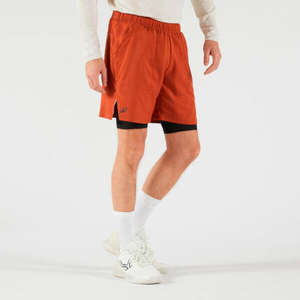 Short cuissard 2 en 1 de tennis Homme - Artengo Thermic Noir / Noir