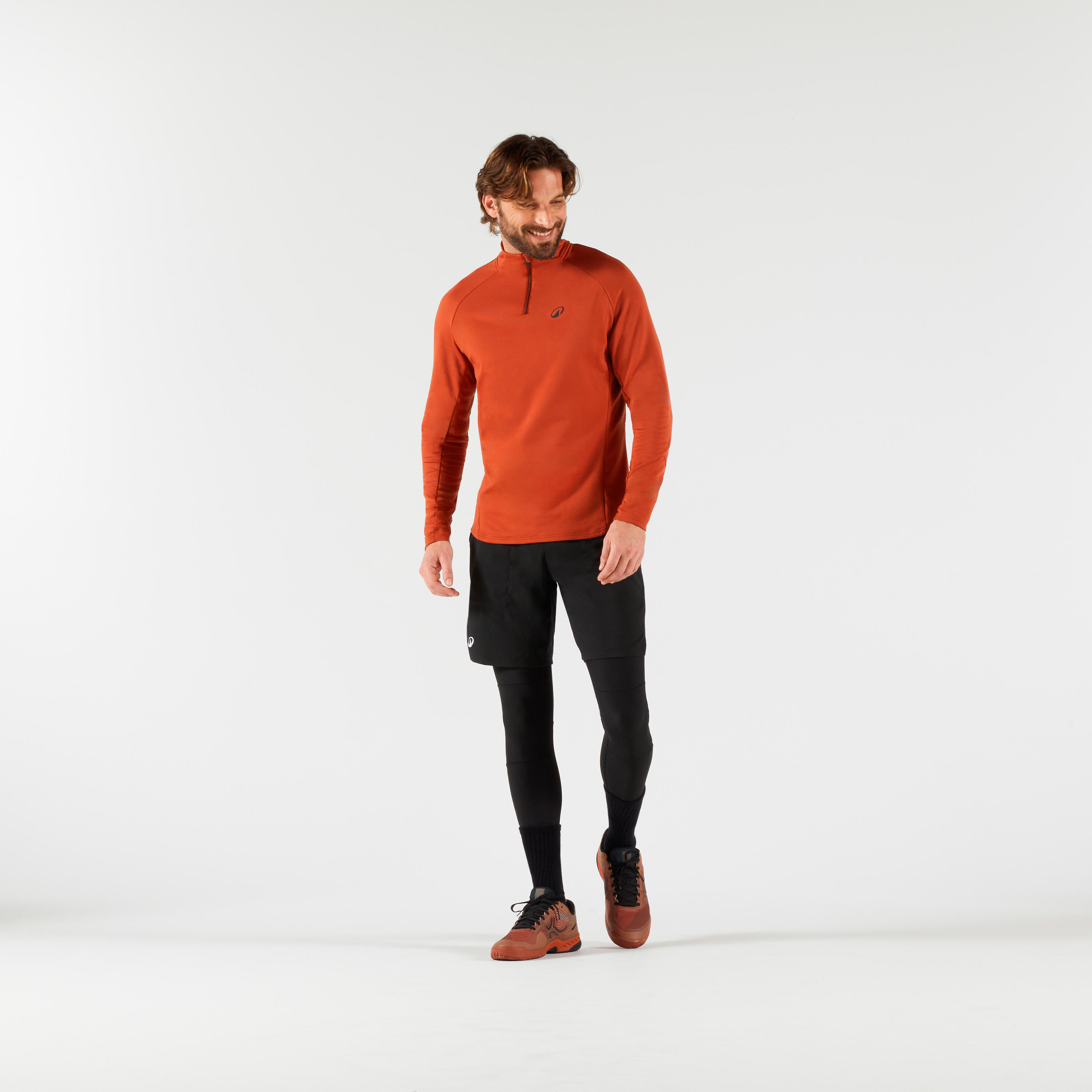 Felpa tennis uomo THERMIC 1/2 zip manica lunga rossa 2/6