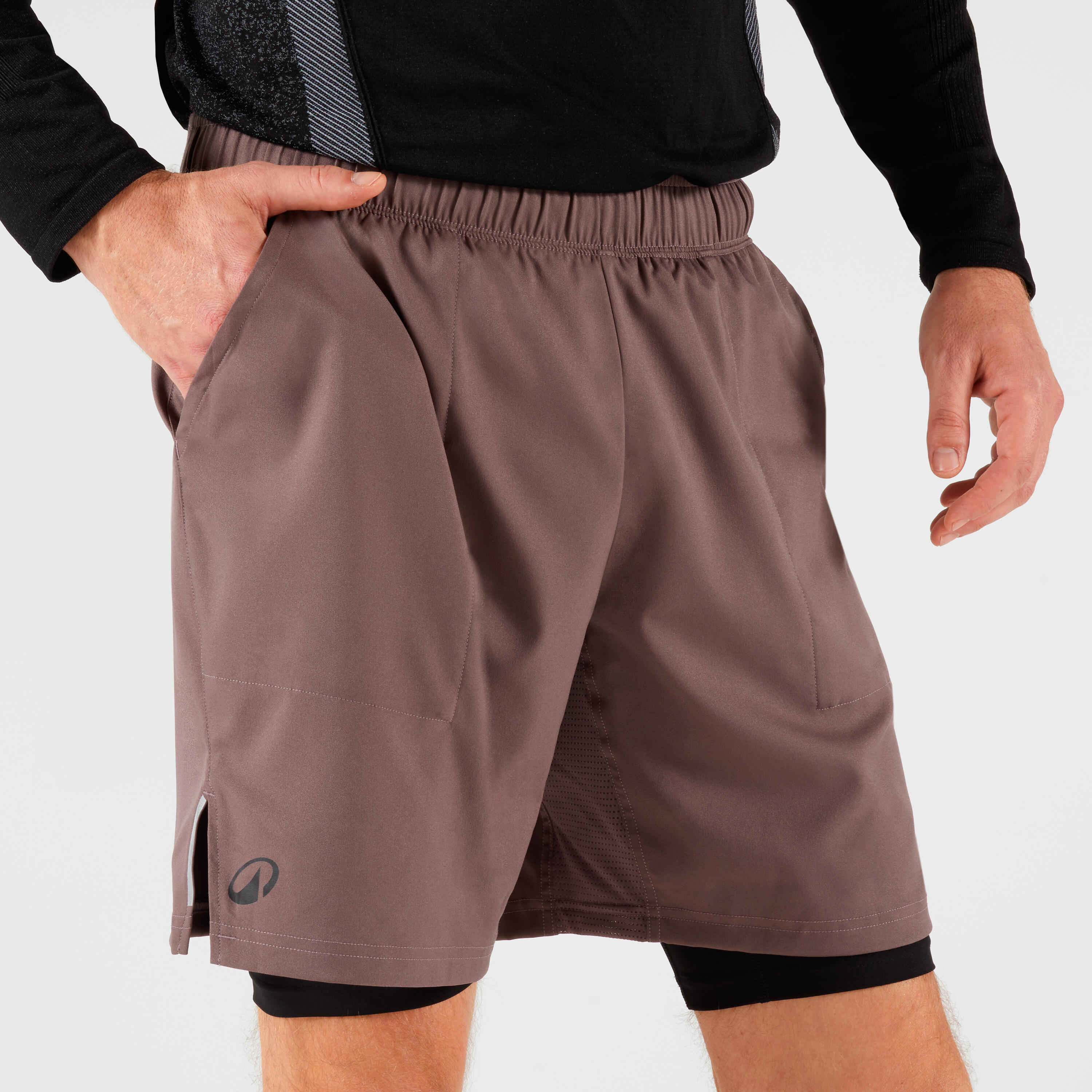 Herren Tennisshorts - Thermic 2-in-1 braun/schwarz 6/7