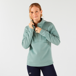 Sweat de tennis zippé à capuche, femme vert