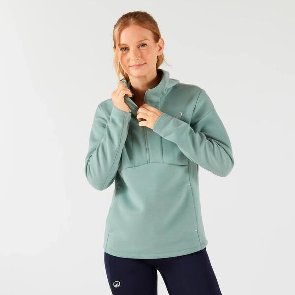 KUIKMA Sudadera de tenis con capucha y cremallera, mujer verde