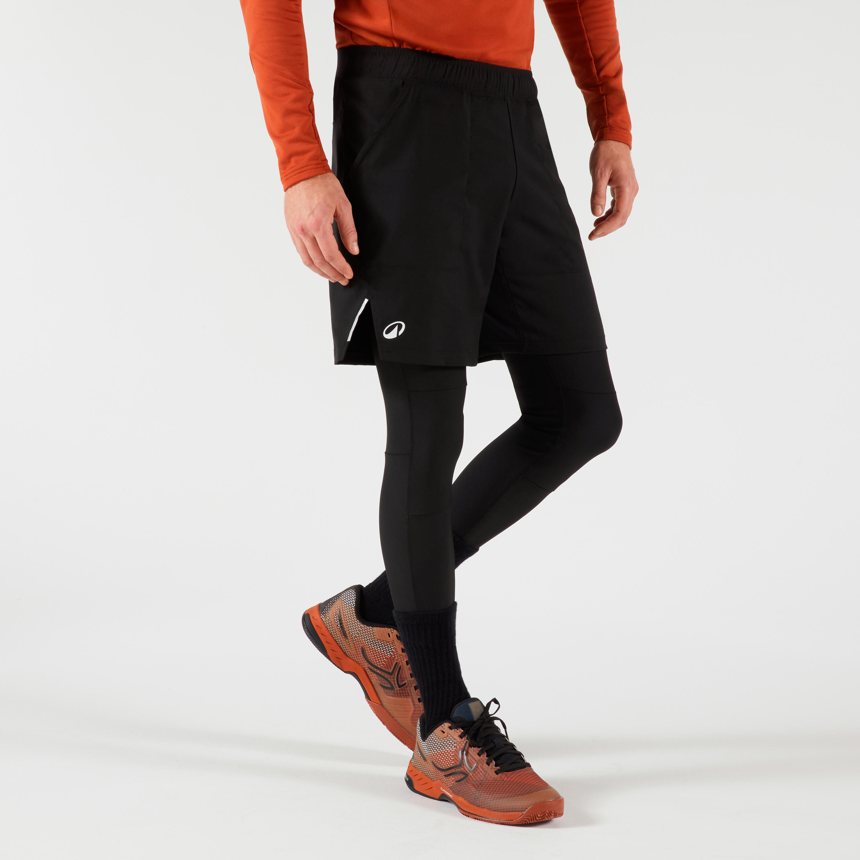 KUIKMA Pantaloncini-leggings 2 in 1 tennis uomo THERMIC nero-nero