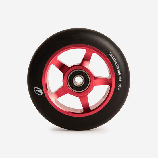 Stunt Scooter Rolle Alu Core rot PU schwarz - 100 mm