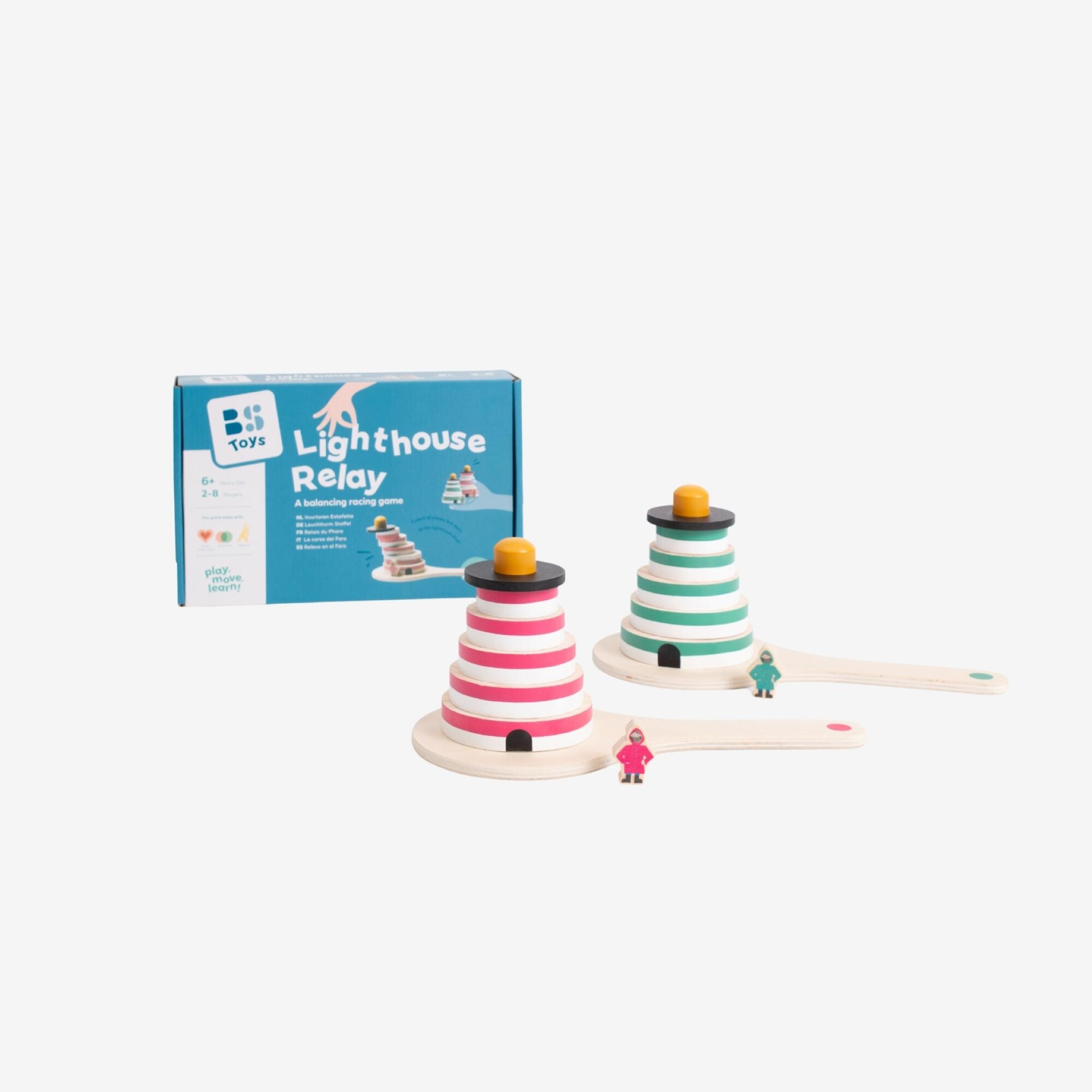 BS TOYS Preteky majákov – detská drevená hra zameraná na šikovnosť