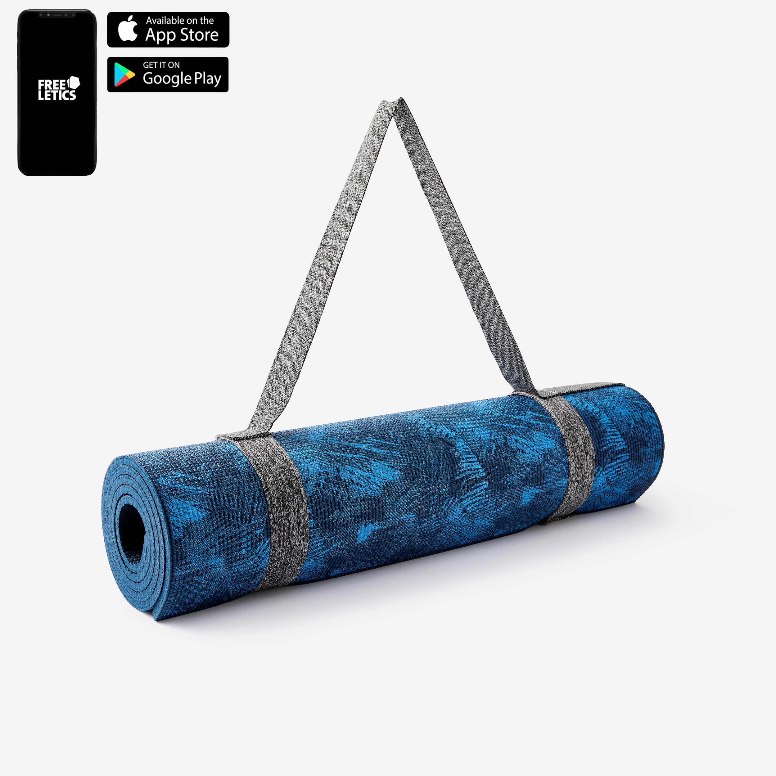 Yoga Mat 8mm Thick, Anti-Slip Foam, 173 x 61 cm with Carry Strap - Dark Blue