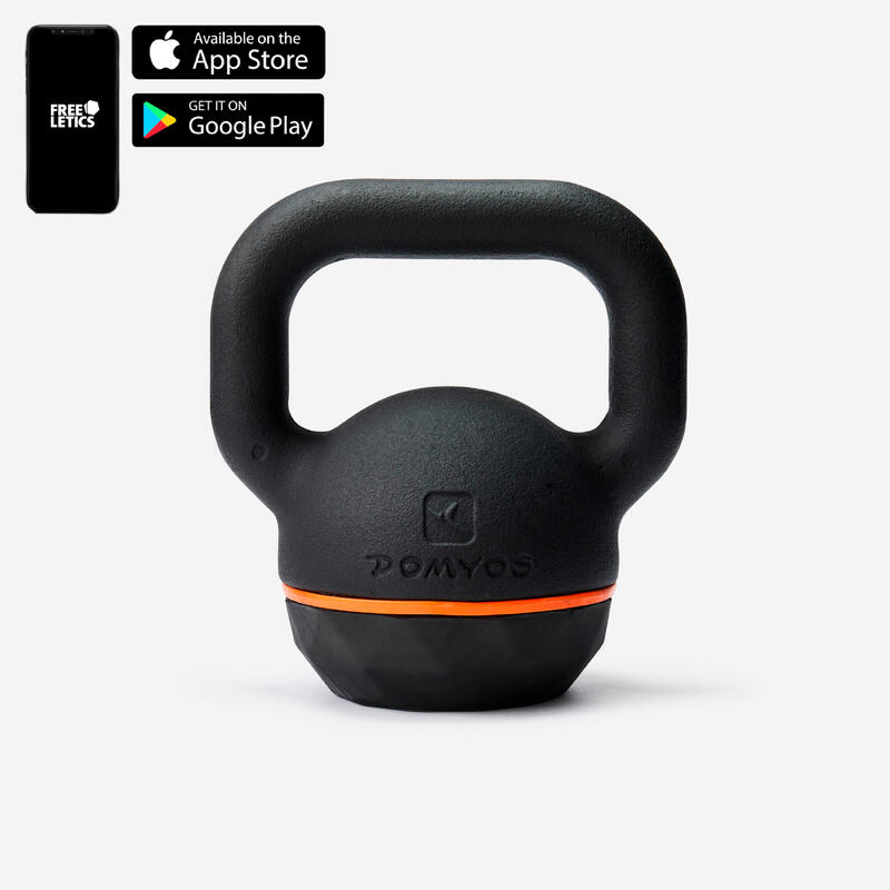 Ganteră Kettlebell din fontă parțial reciclată, înveliș din cauciuc 16 kg