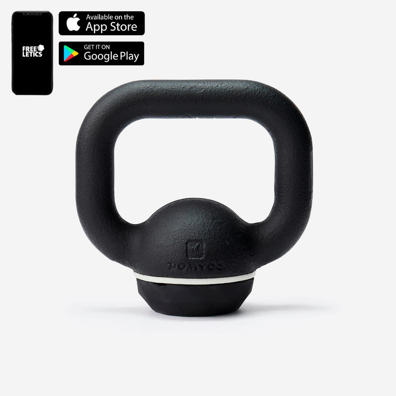 Ganteră Kettlebell din fontă parțial reciclată, înveliș din cauciuc 4 kg