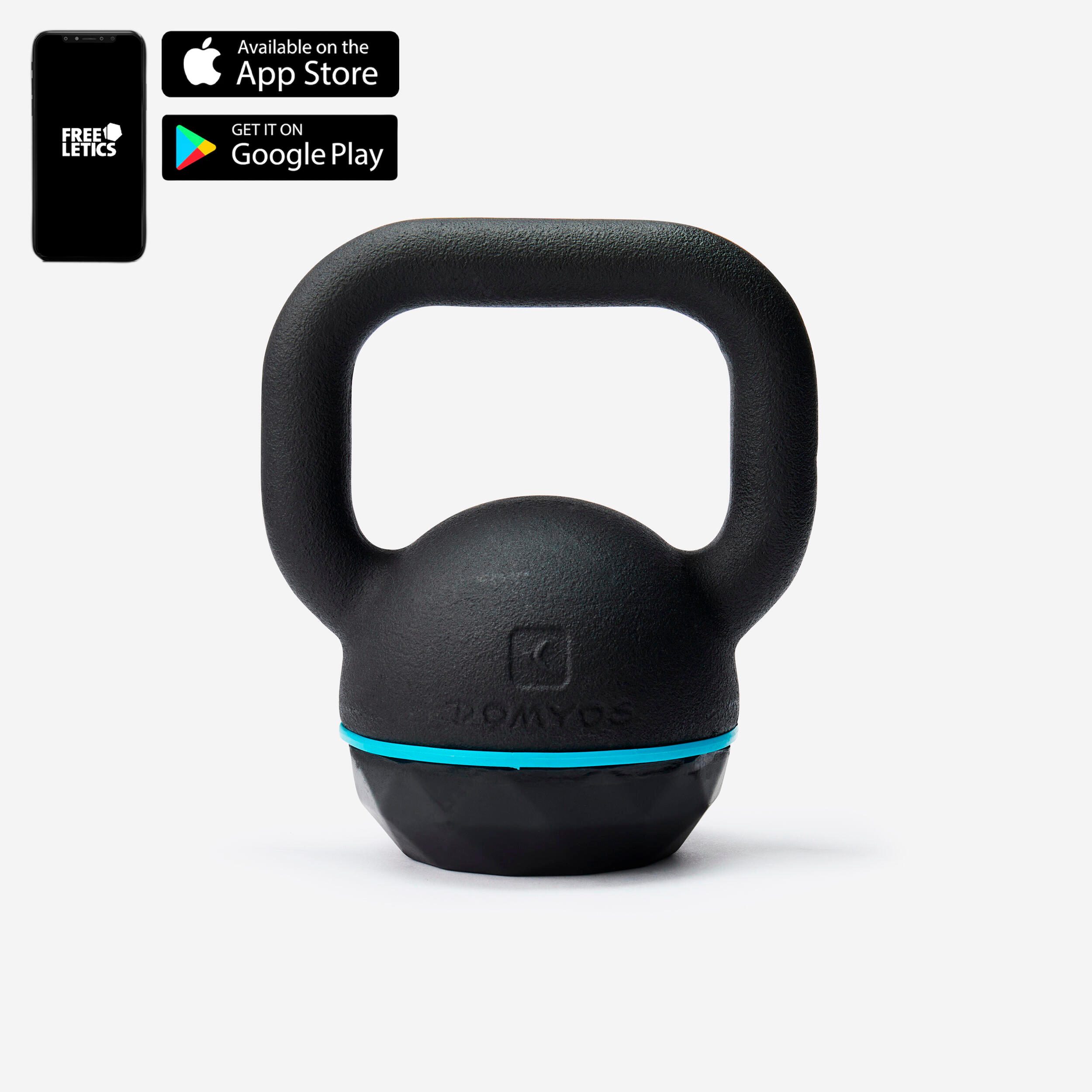 Gym Kettlebell, 8kg, Complete Workout, Ergonomic Grip - Black and Blue