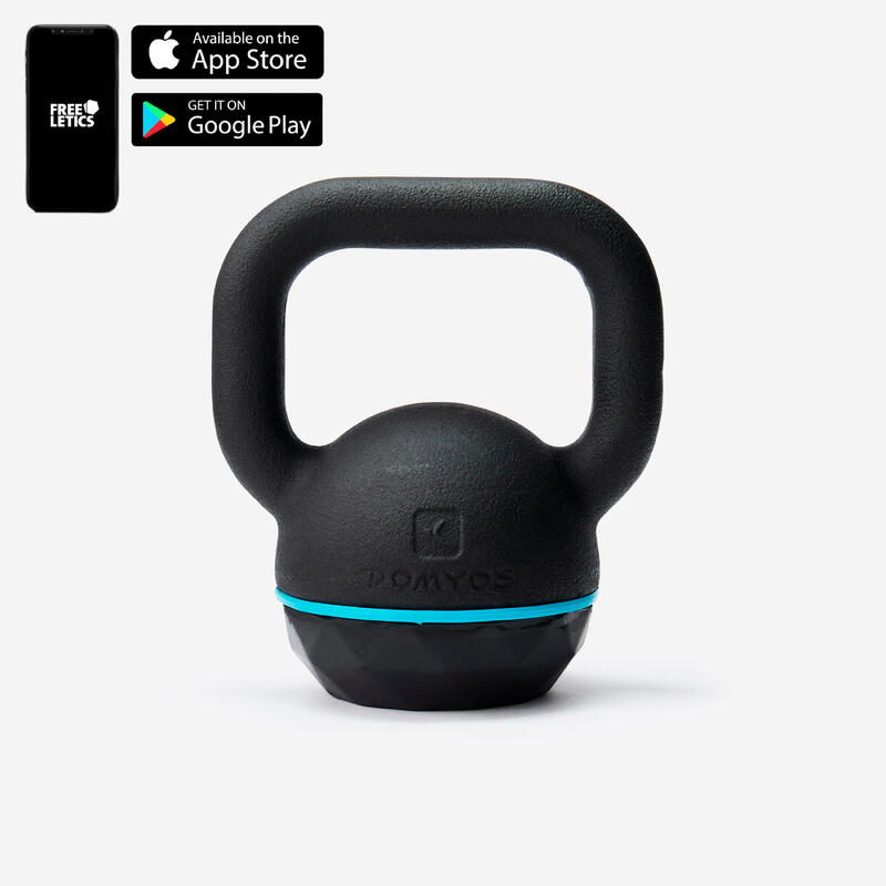 Ganteră Kettlebell din fontă parțial reciclată, înveliș din cauciuc 8 kg
