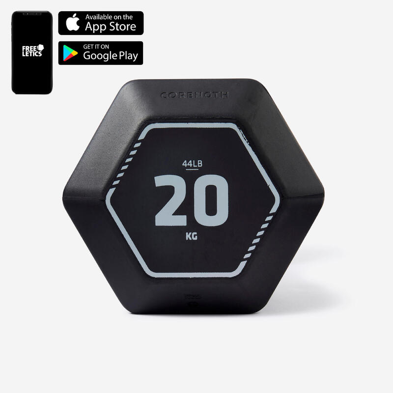 Ganteră HEX DUMBBELL Cross-training din fontă reciclată 20 kg