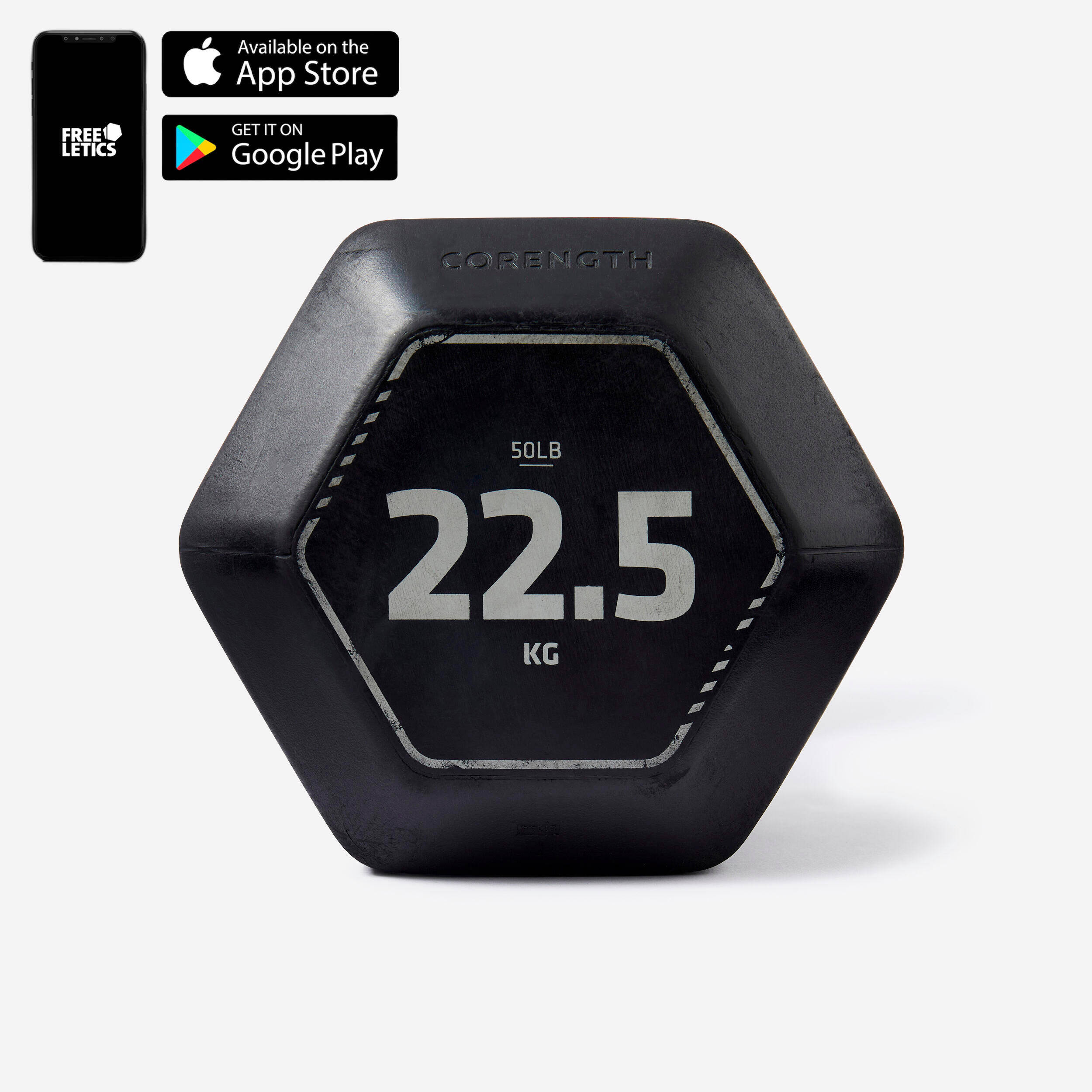 Cross-Training and Weight Training Hex Dumbbells 22.5 kg - Black -  3
