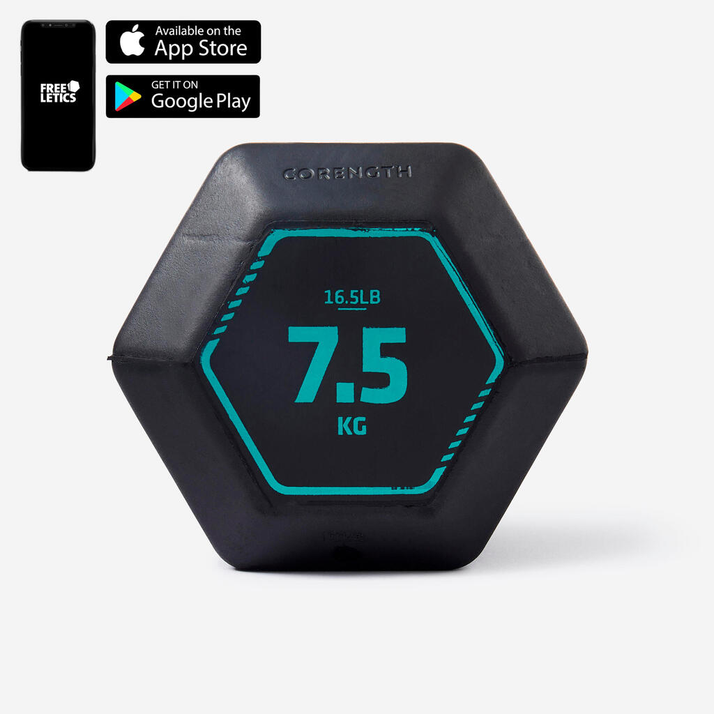 Haltère de cross training et musculation 7,5 kg - dumbbell hexagonale noire