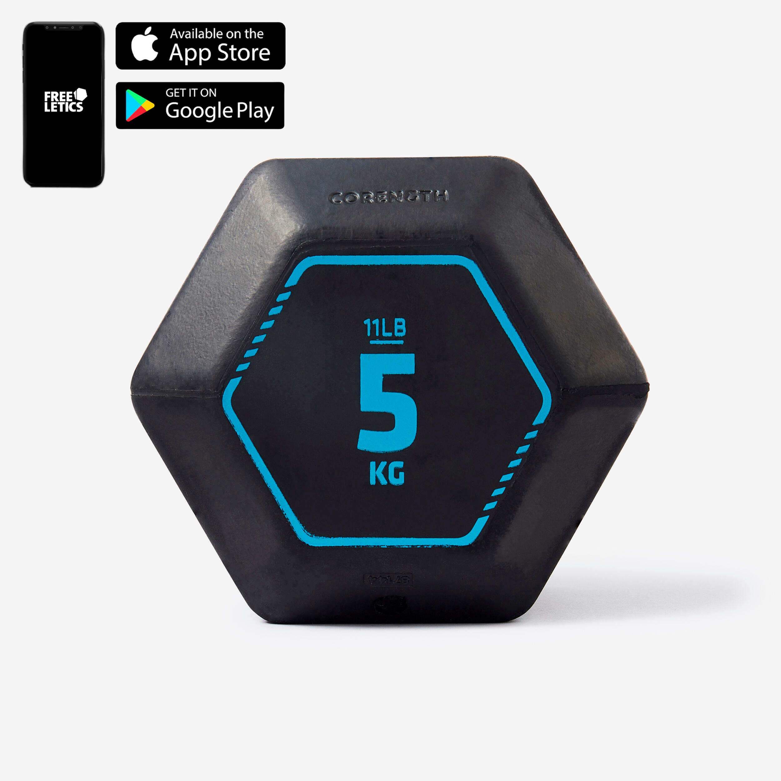 5 kg Cross-Training Hex Dumbbell - Black - CORENGTH