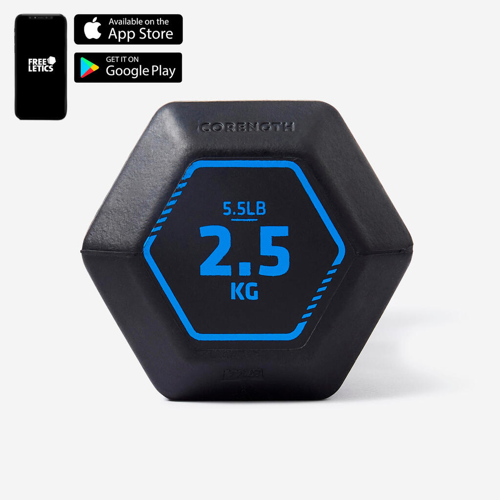 Haltère de cross training et musculation 2,5 kg - dumbbell hexagonale noire