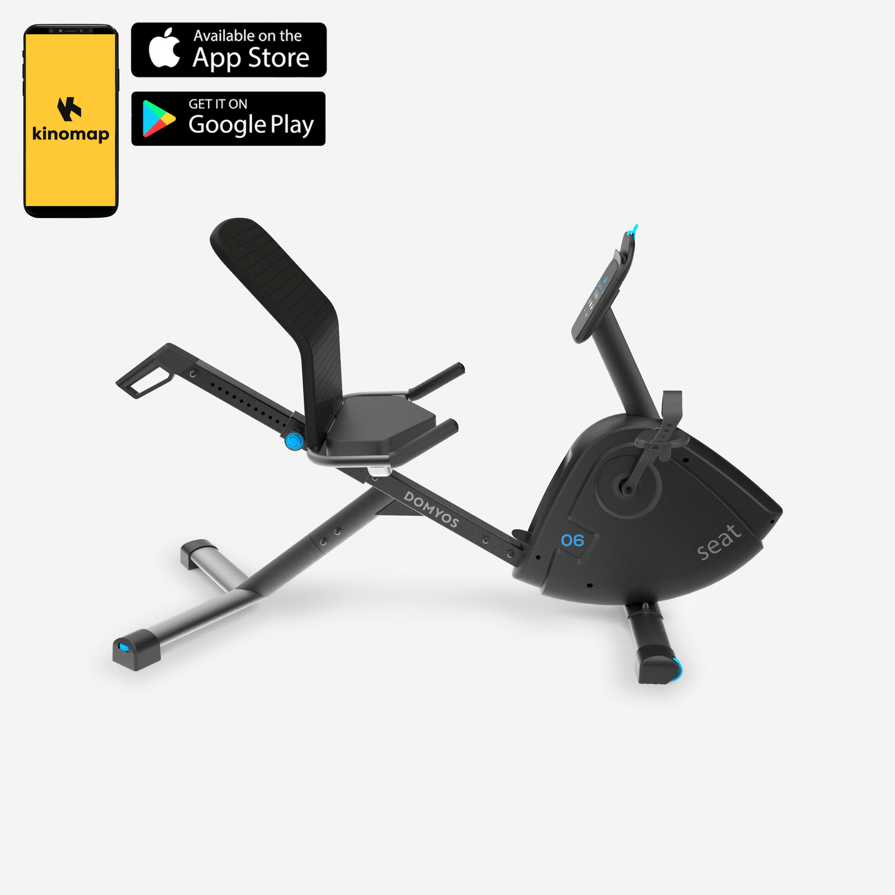 Vélo d'appartement semi allongé domyos eb seat connecté 2/16