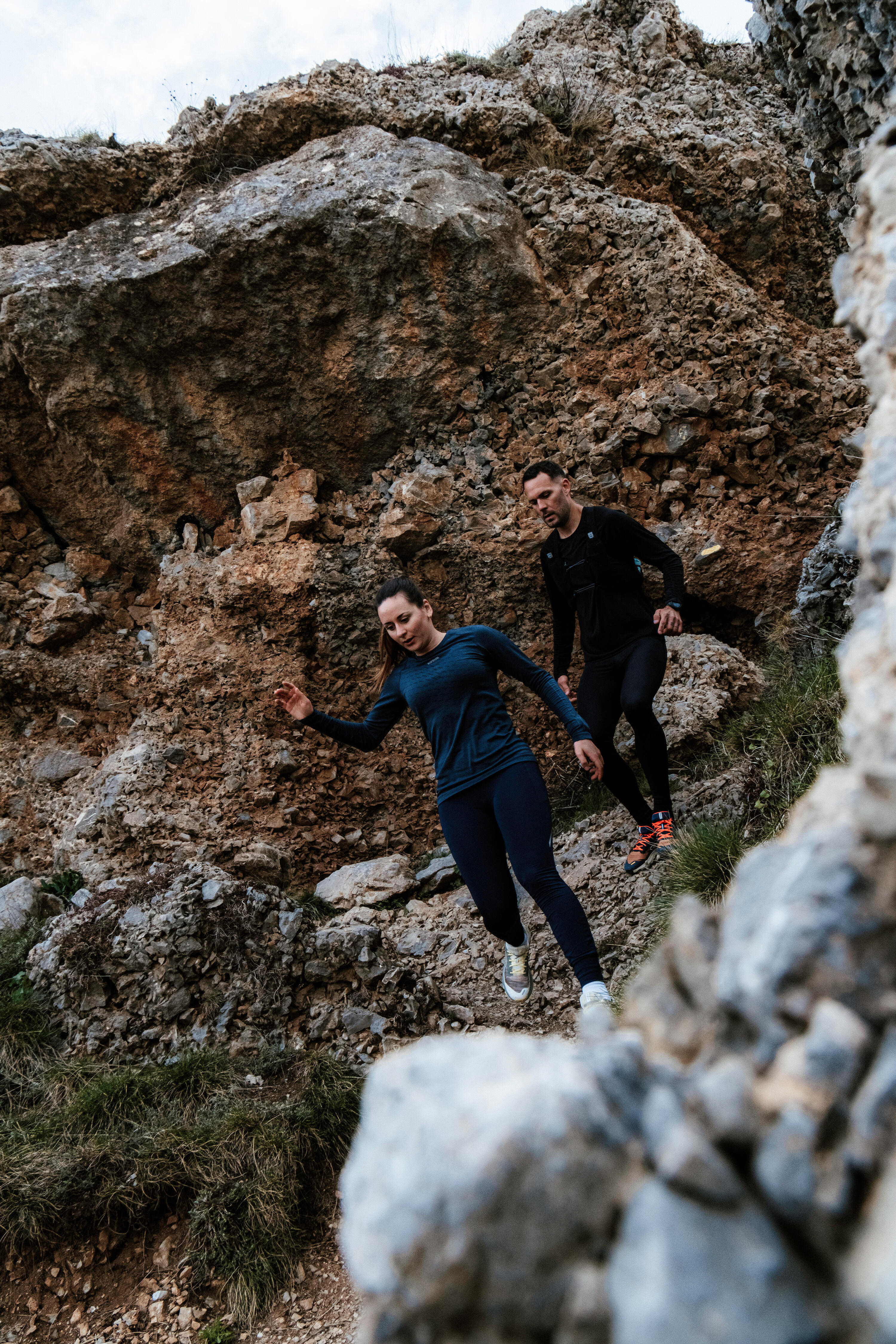 Chandail de course à manches longues en mérinos femme, Run 900 7/8