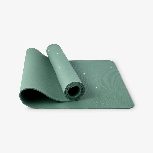KIMJALY Esterilla Yoga Suave Verde Oscuro-Beis Adherencia Confort 5 mm