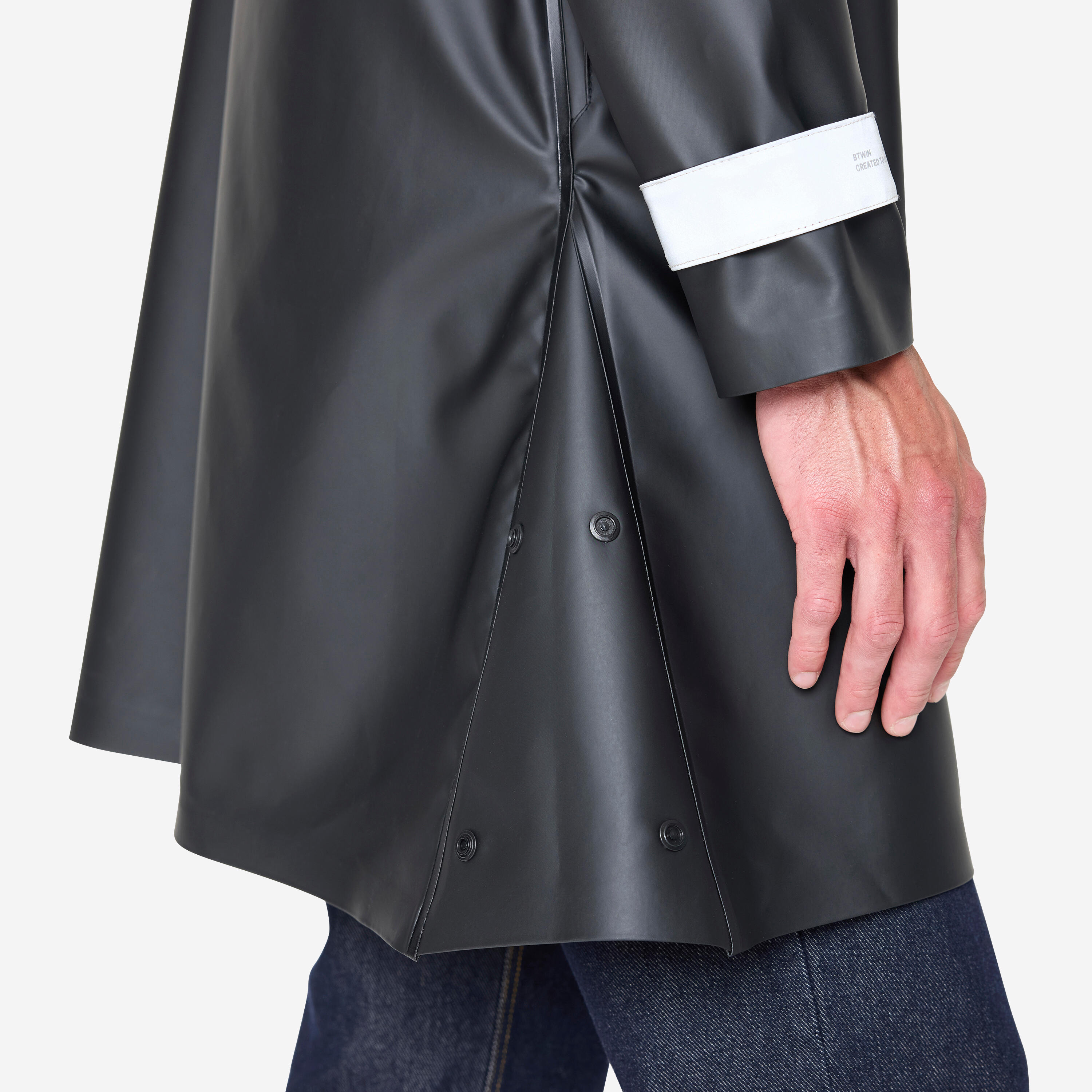 Uniseks regenparka voor stadsfietsen zwart 6/12