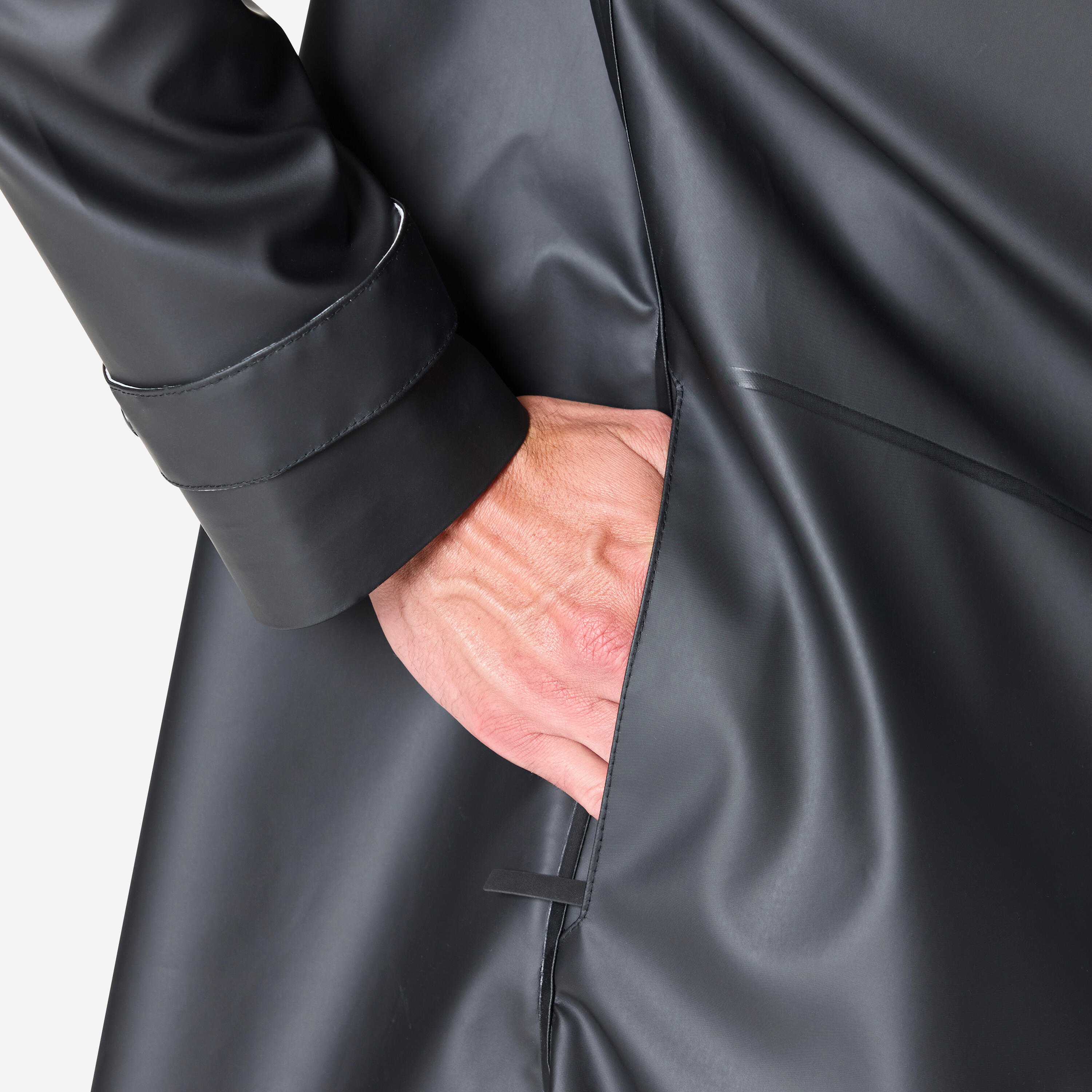 Uniseks regenparka voor stadsfietsen zwart 7/12
