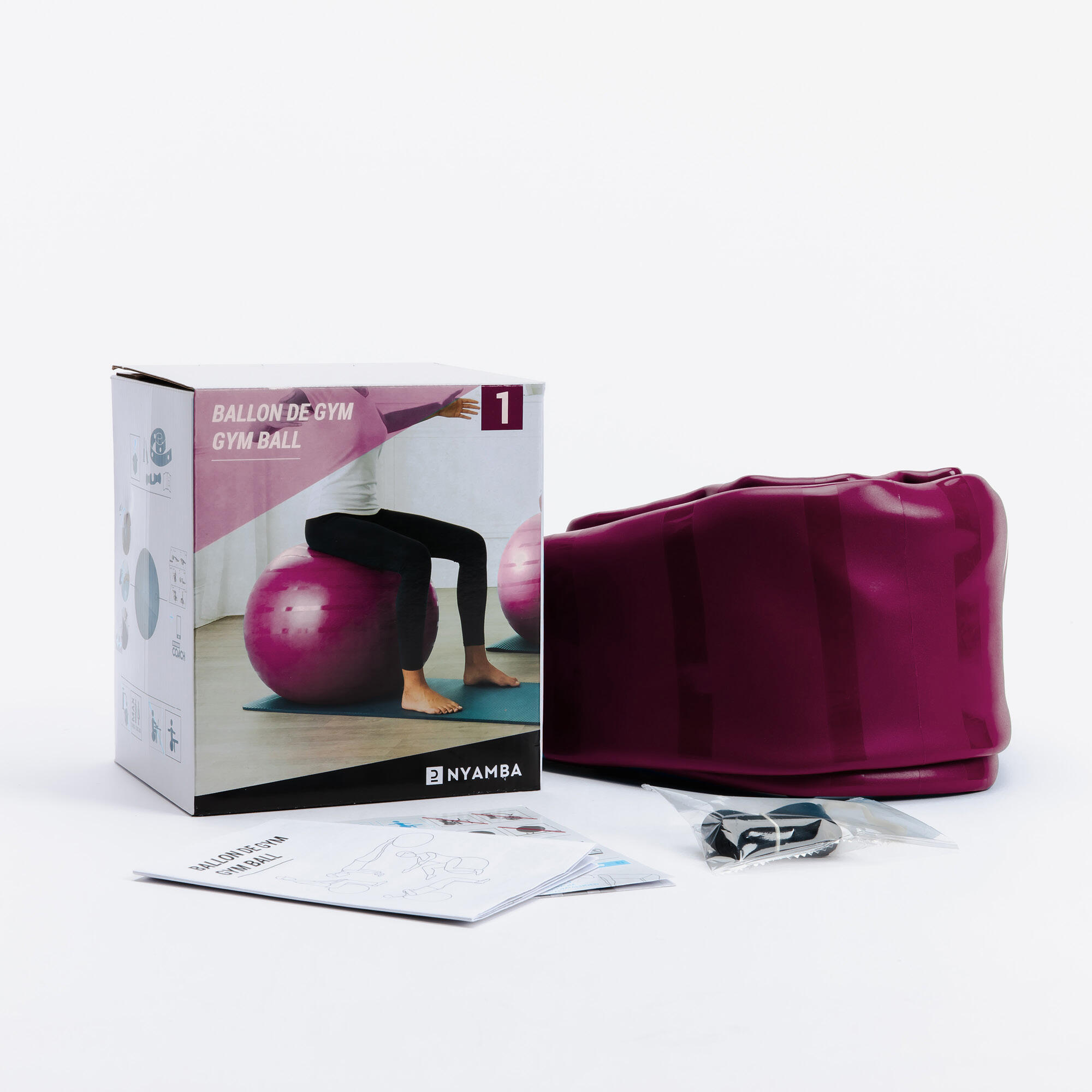 Bola de Ginástica e Pilates Tamanho 2 Resistente 65 cm Rosa 6/7