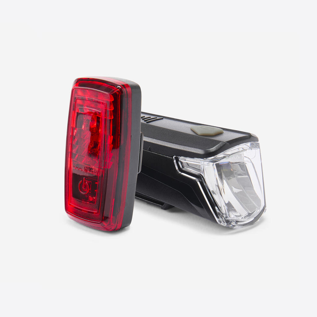 Waterproof front and rear battery-powered LED bike light set