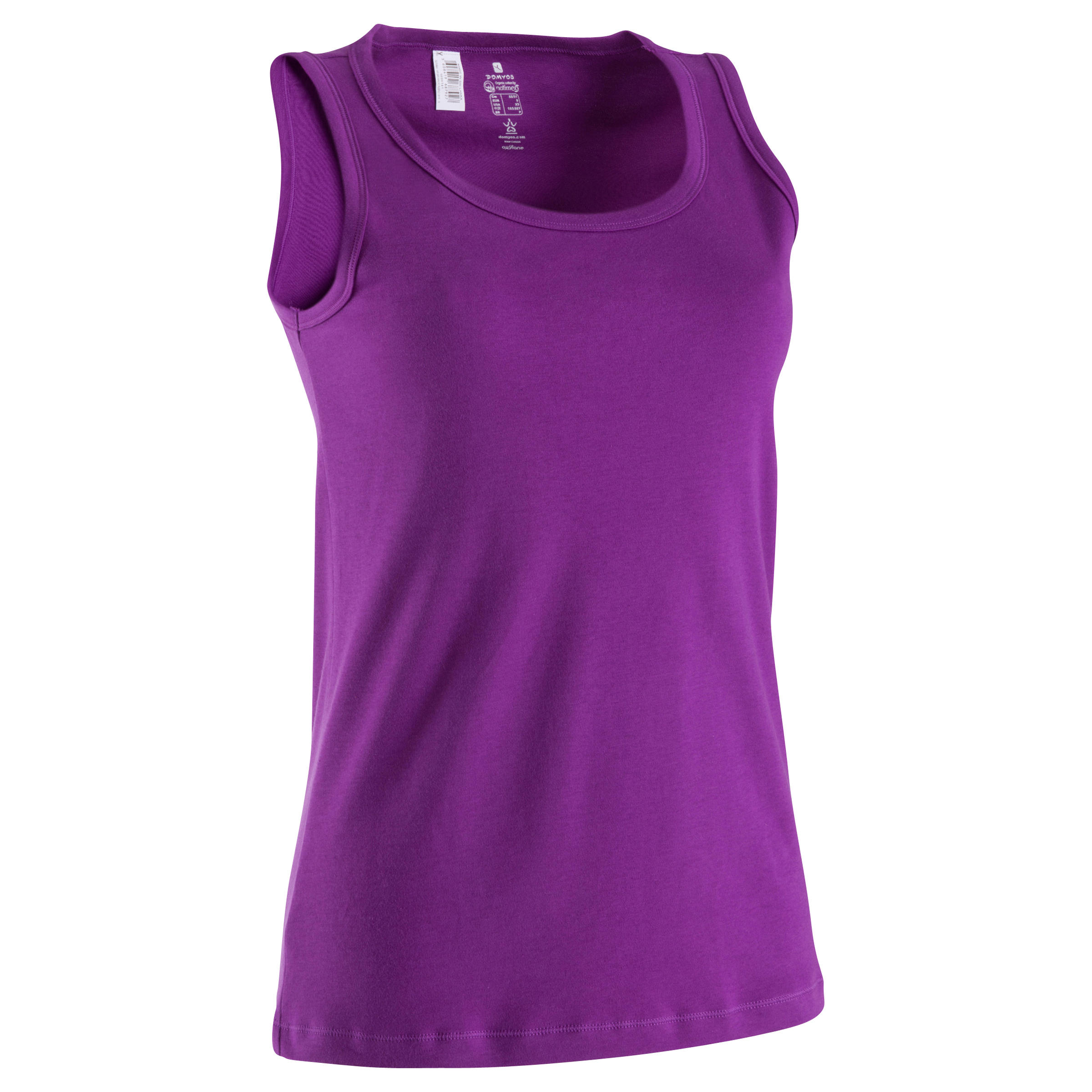 DOMYOS Women's organic cotton gentle gymnastics, yoga tank top - purple