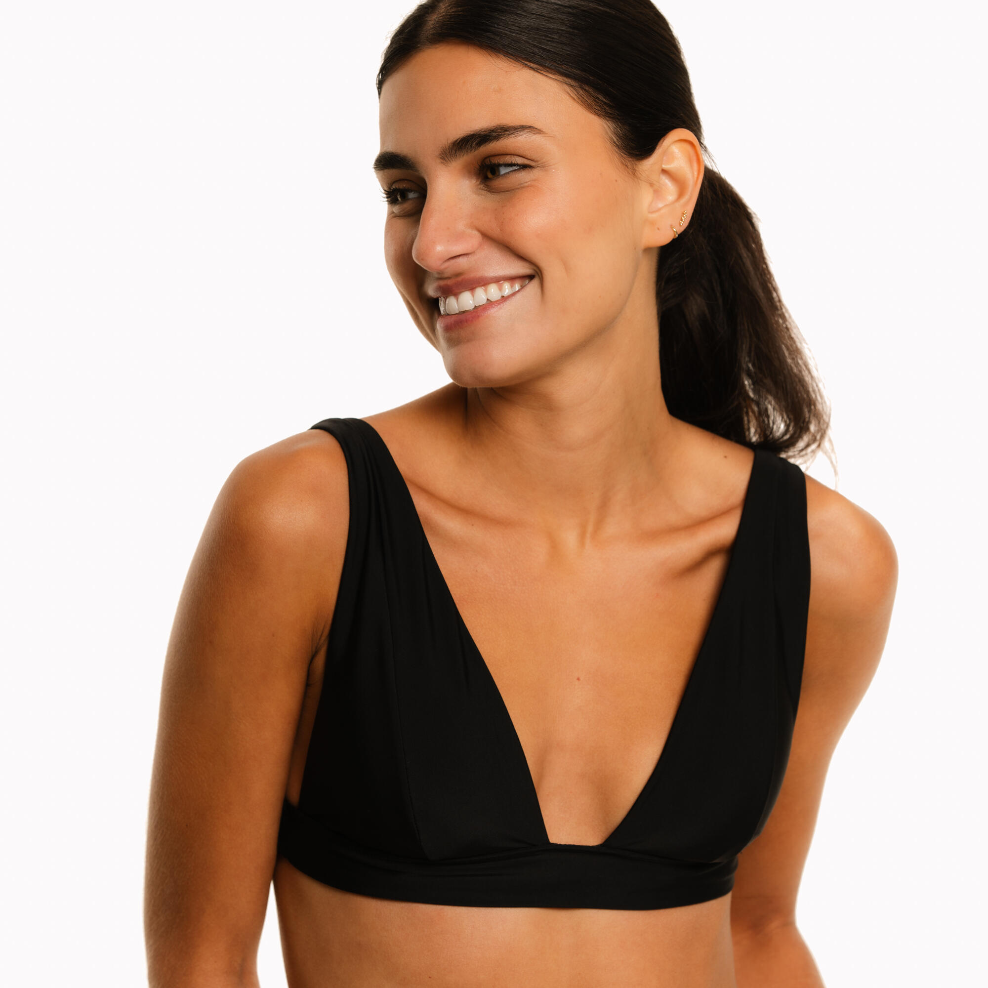 SUN & SURF Top Bikini Mujer Halter Negro